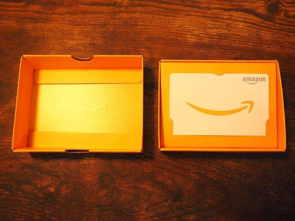Amazonギフト券ボックスタイプオレンジの箱の裏